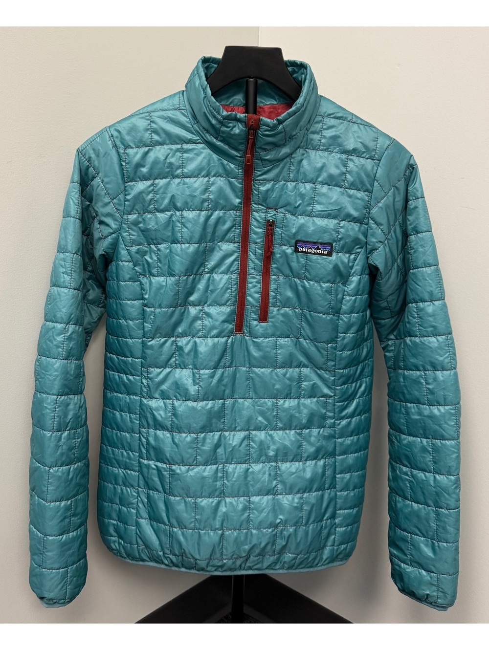 Patagonia Women’s Small Nano Puff Pullover Mogul Blue insulated 1/4 Zip Jacket!